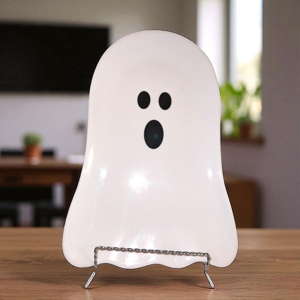 Goblin And Ghoul Halloween Ghost Shaped Melamine  Serving Tray Platter Large NEW